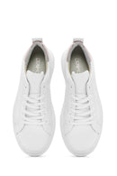 Women's White Lace-Up Leather Sneaker | Derimod