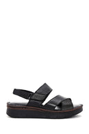 Women's Black Ankle Strap Leather Comfort Sandals | Derimod