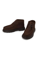 Male Brown Lace-Up Thick-Soled Nubuck Leather Boots | Derimod