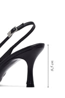 Woman Black Slingback Stiletto Heel Leather Shoe | Derimod