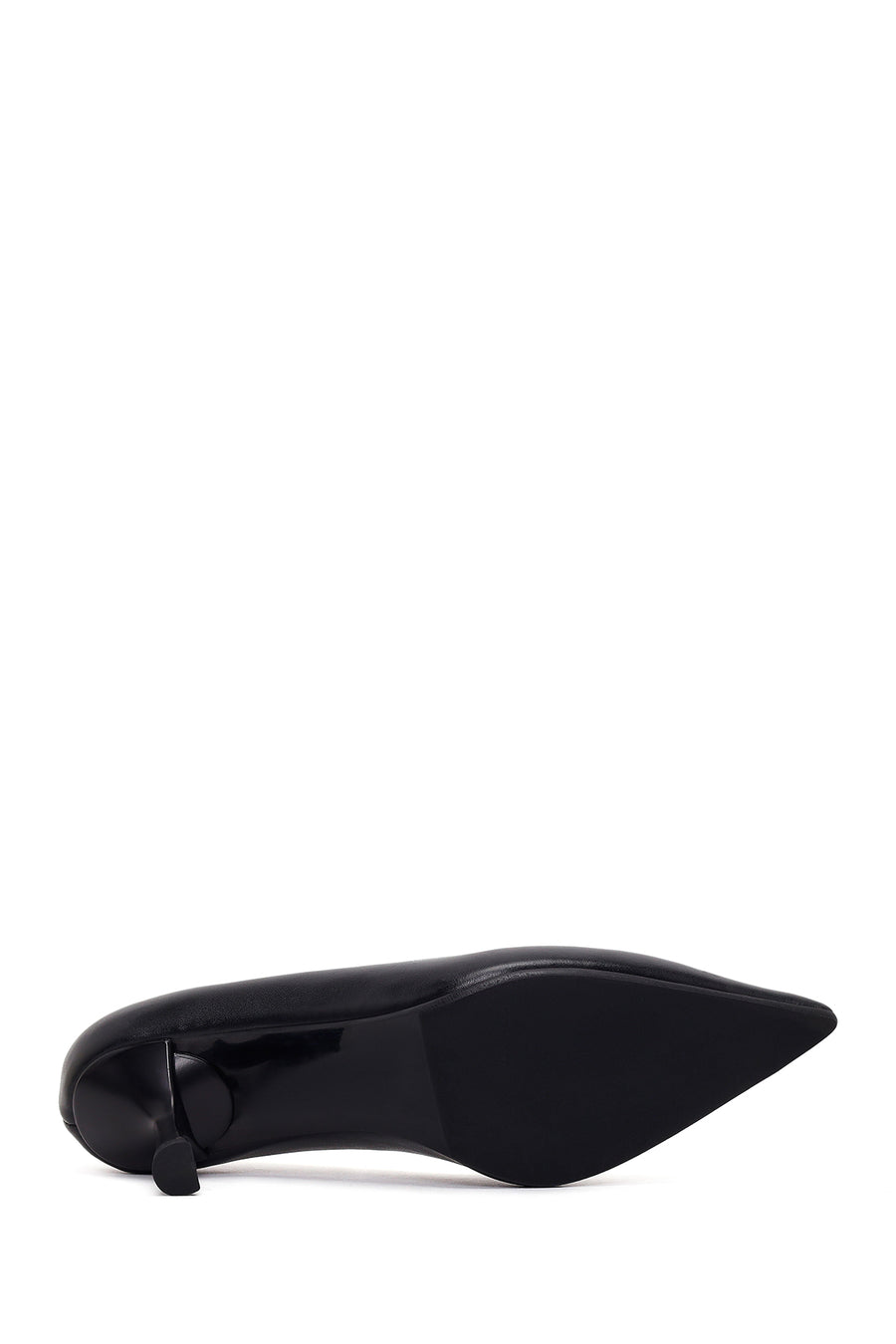 Woman Black Thin-Heeled Leather Stiletto