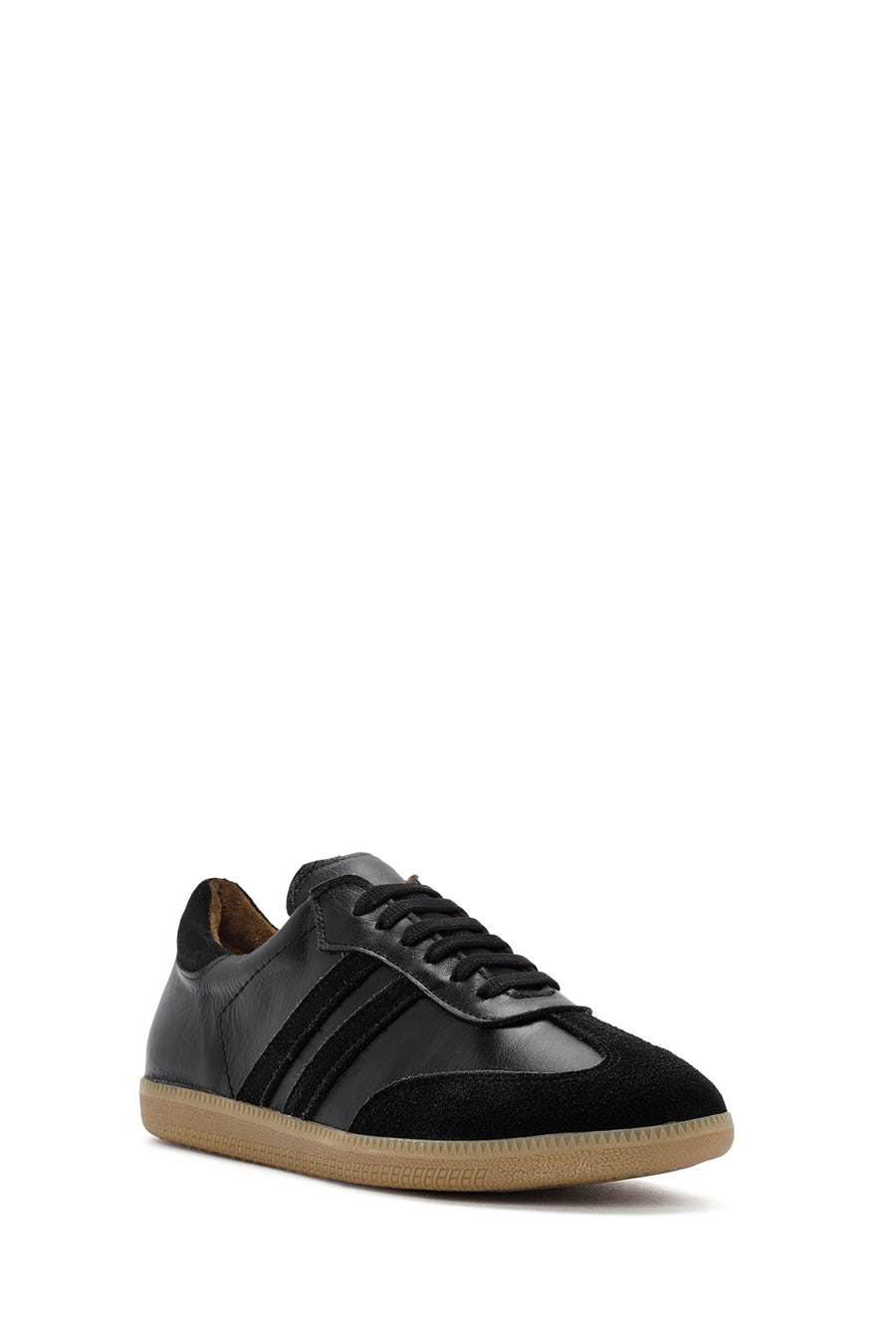 Kadın Siyah Bağcıklı Deri Sneaker
