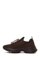 Derimod Zero Kadın Kahverengi Bağcıklı Taş Detaylı Kumaş Sneaker | Derimod