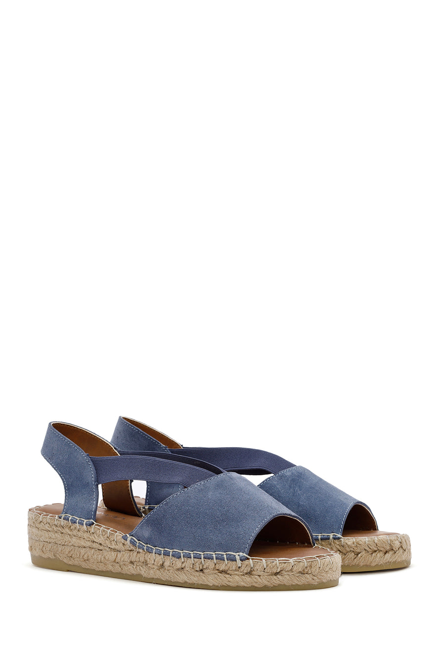 Women's Navy Blue Suede Leather Espadrille Sandals