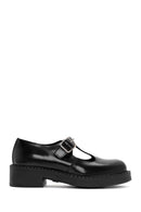 Women's Black Leather Strap Masculine Shoes | Derimod