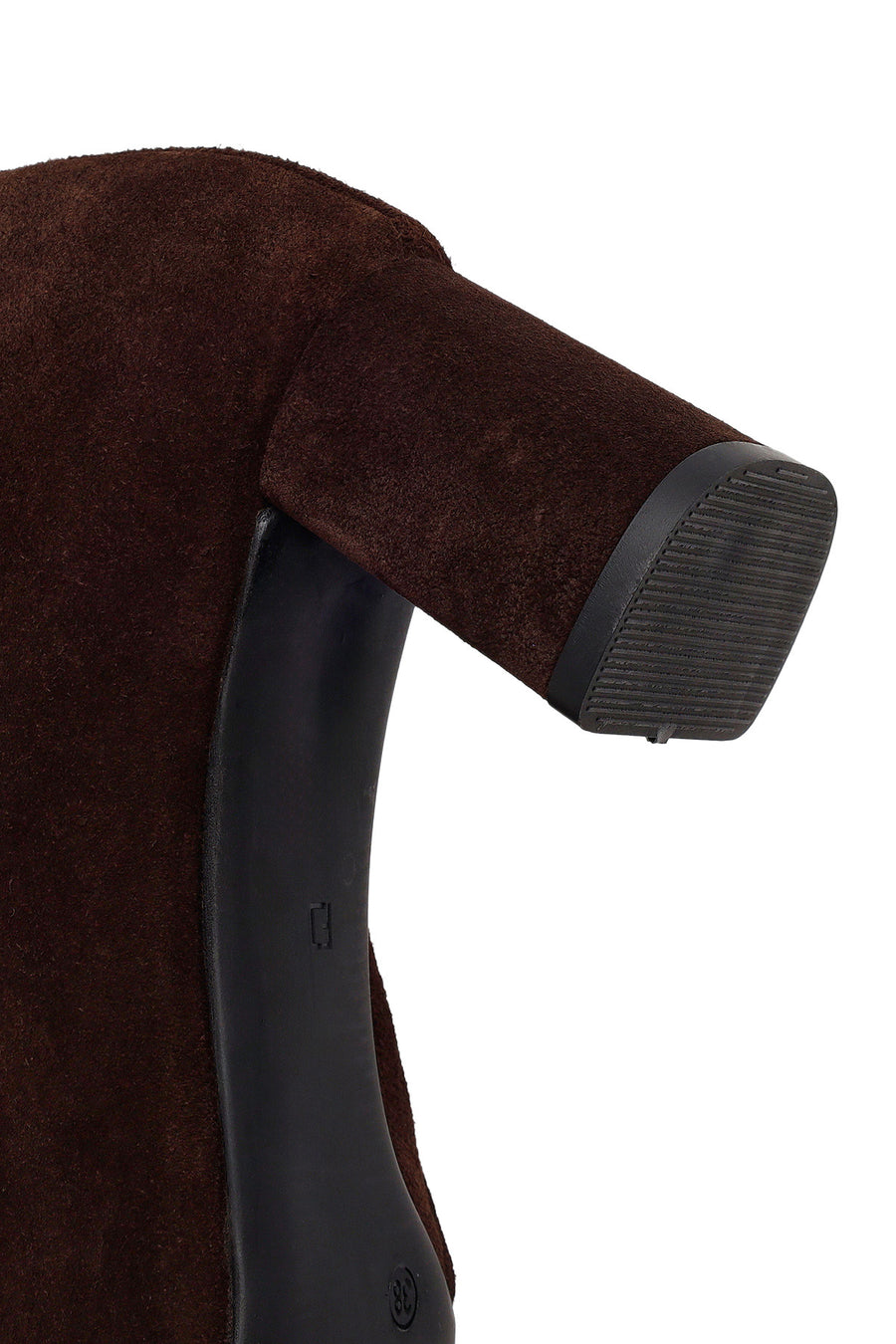 Woman Brown Zip Closure Chunky-Heeled Suede Leather Boots