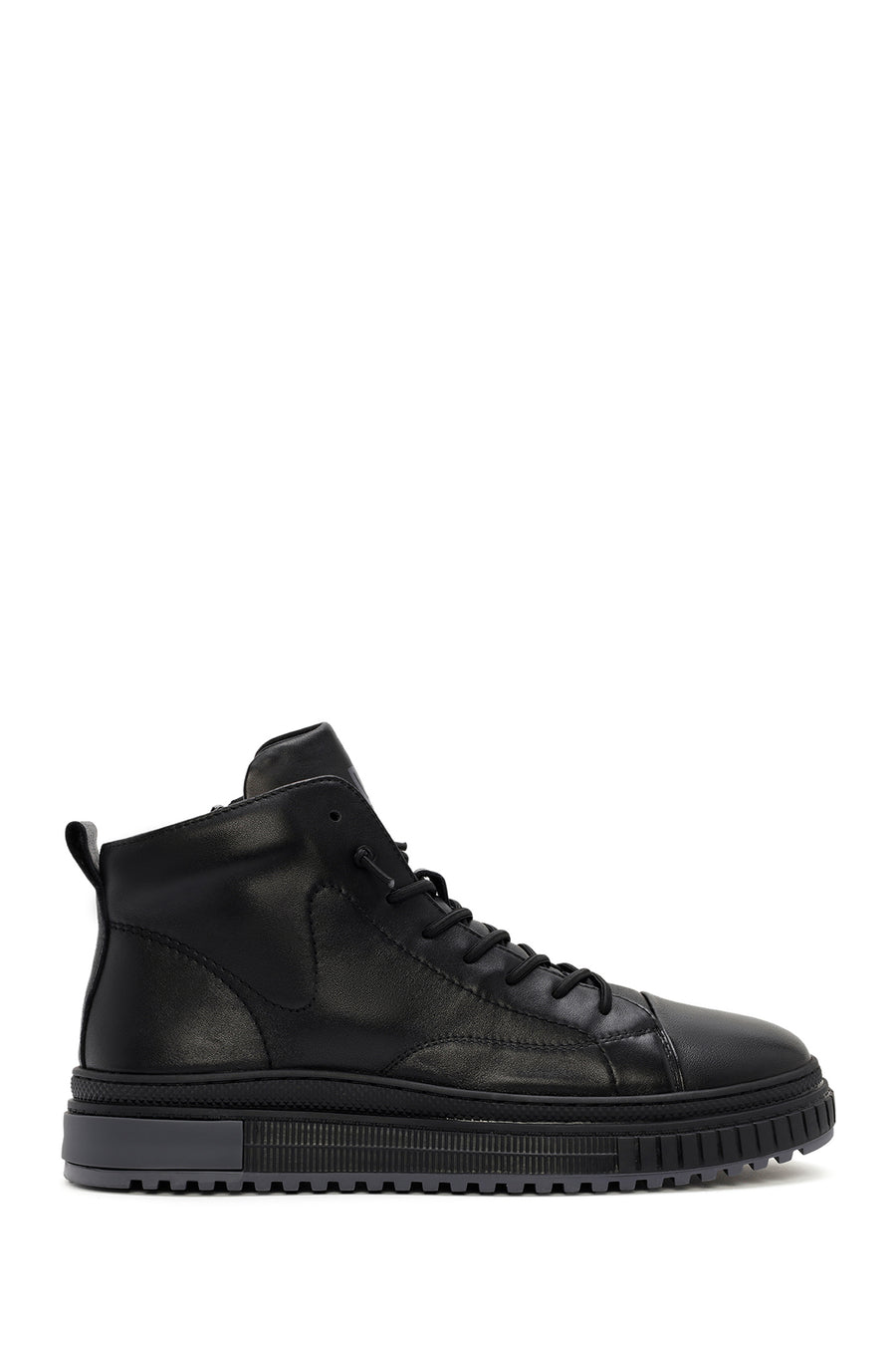 Men's Black Zippered Leather Sports Boots 24WFD692918 | Derimod