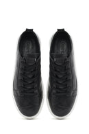 Erkek Siyah Bağcıklı Kalın Tabanlı Deri Sneaker | Derimod