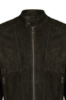 Lorenzo Male Gray Stand Collar Suede Leather Jacket | Derimod
