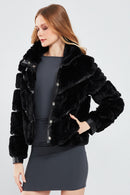 Melrose Women's Black Teddy Leather Jacket | Derimod