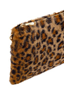 Woman Leopard Chain-Strap Plush Clutch Bag | Derimod