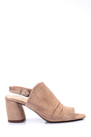 Women's Open Toe Suede Heeled Shoes | Derimod