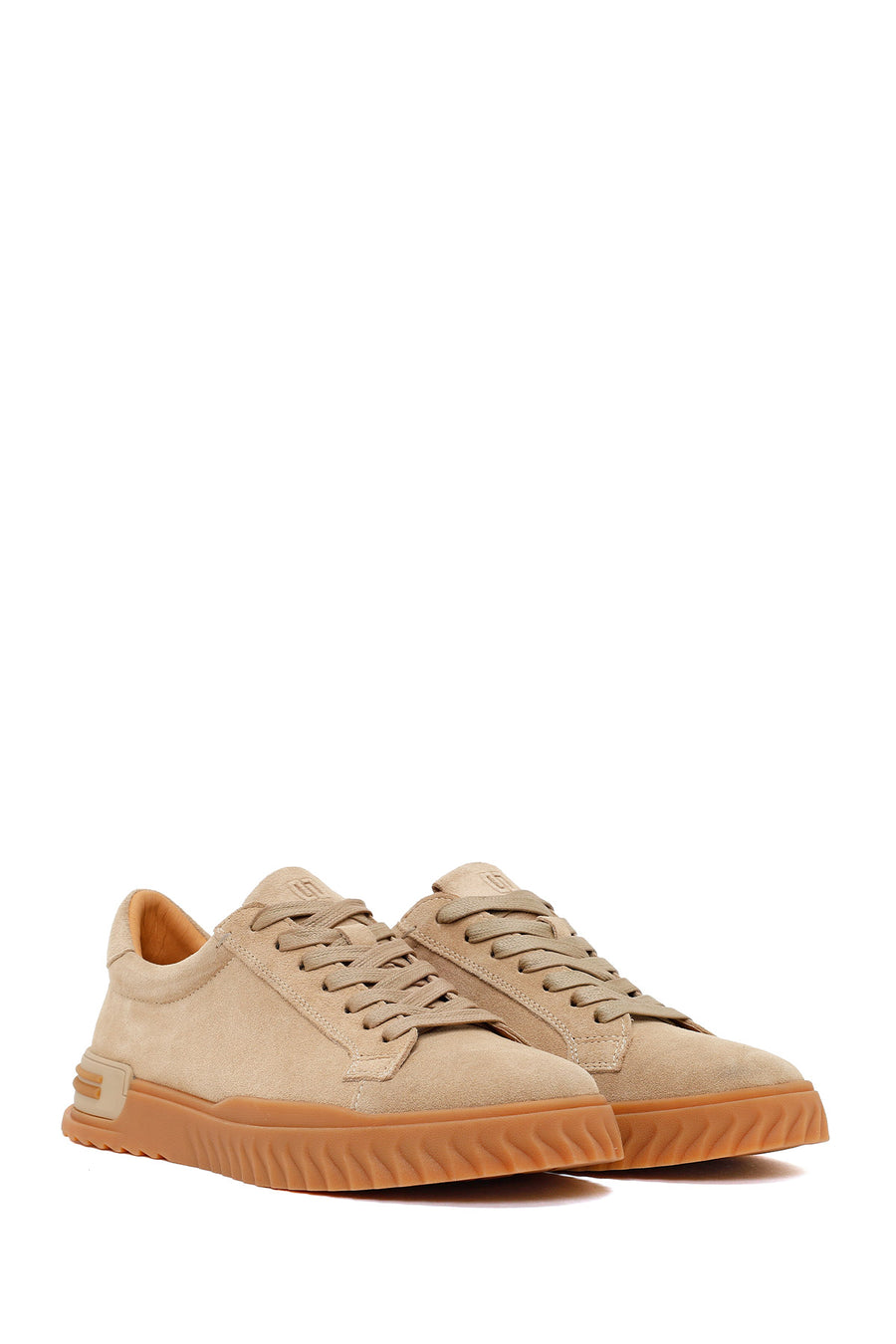 Erkek Bej Bağcıklı Süet Deri Casual Sneaker
