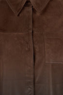 Monako Woman Brown Suede Leather Shirt | Derimod