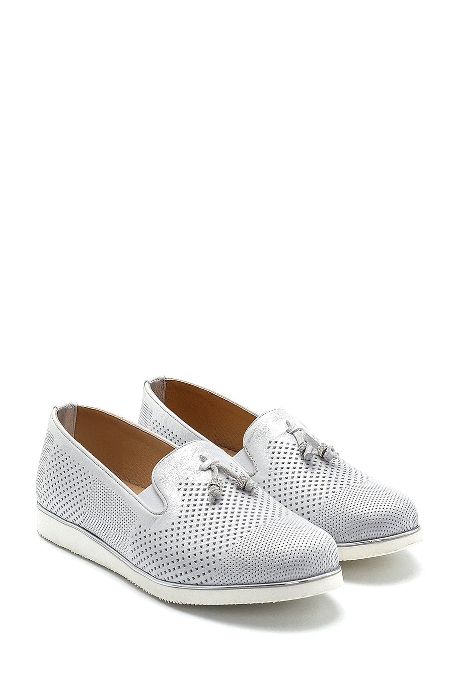 Women's Leather Glitter Detailed Loafer