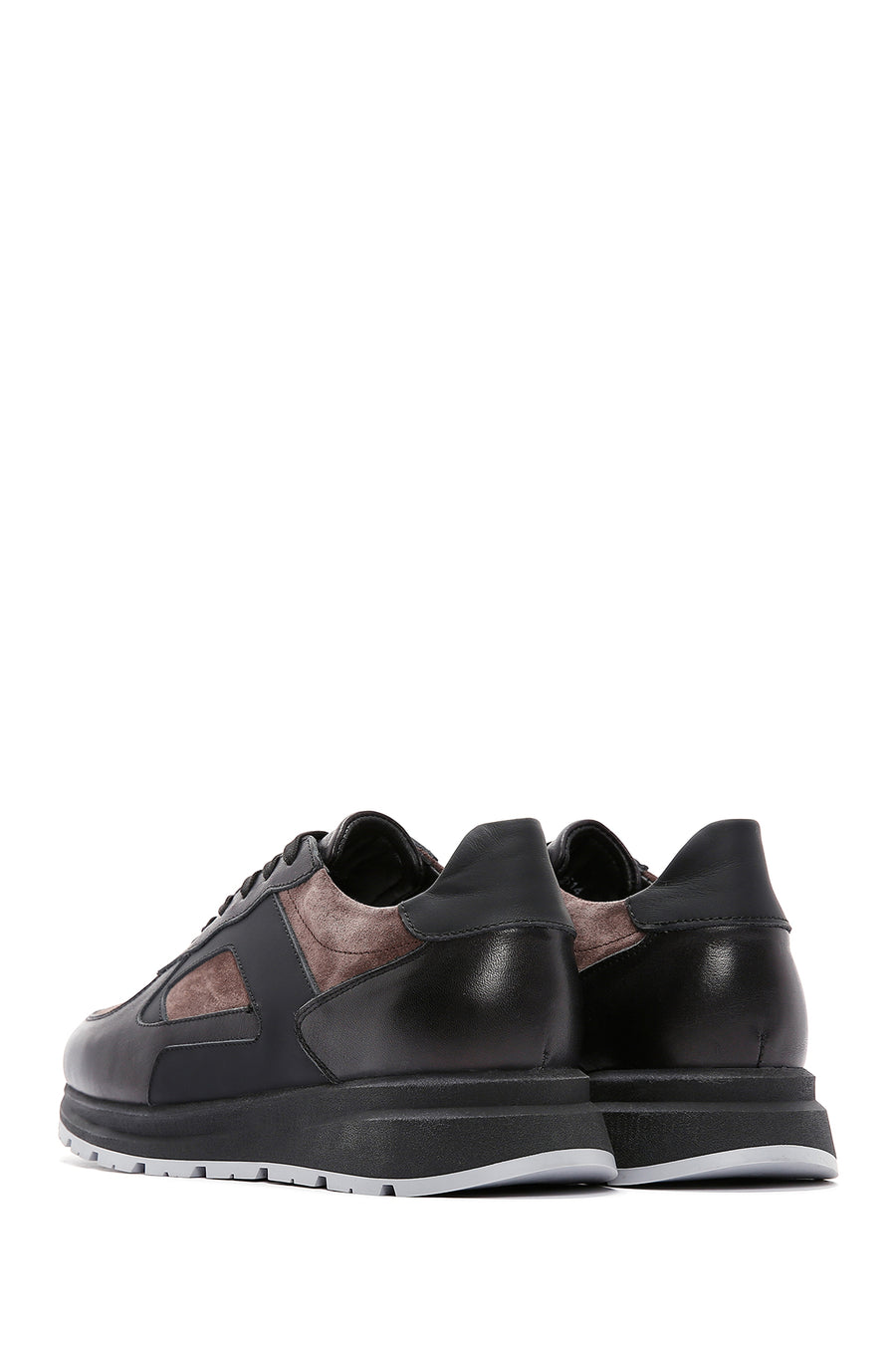 Men's Brown Leather Suede Detailed Thick Soled Sneaker