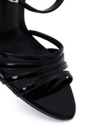 Woman Black Ankle-Buckle Thin High-Heel Patent Leather Sandal | Derimod