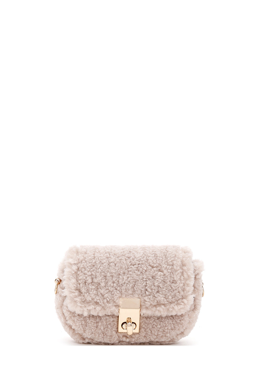 Women's Gray Plush Mini Crossbody Bag