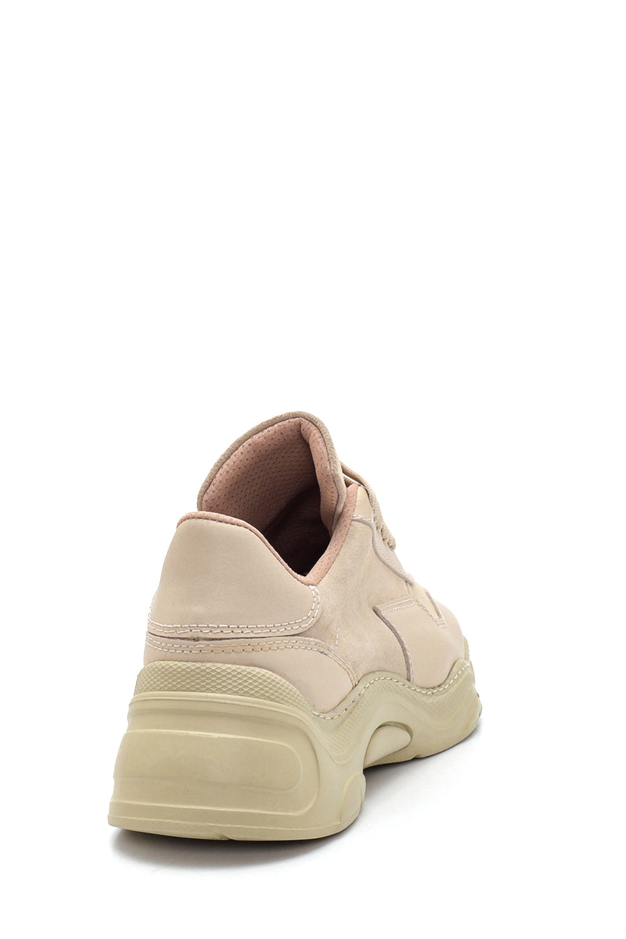Kadın Bej Deri Yüksek Taban Sneaker