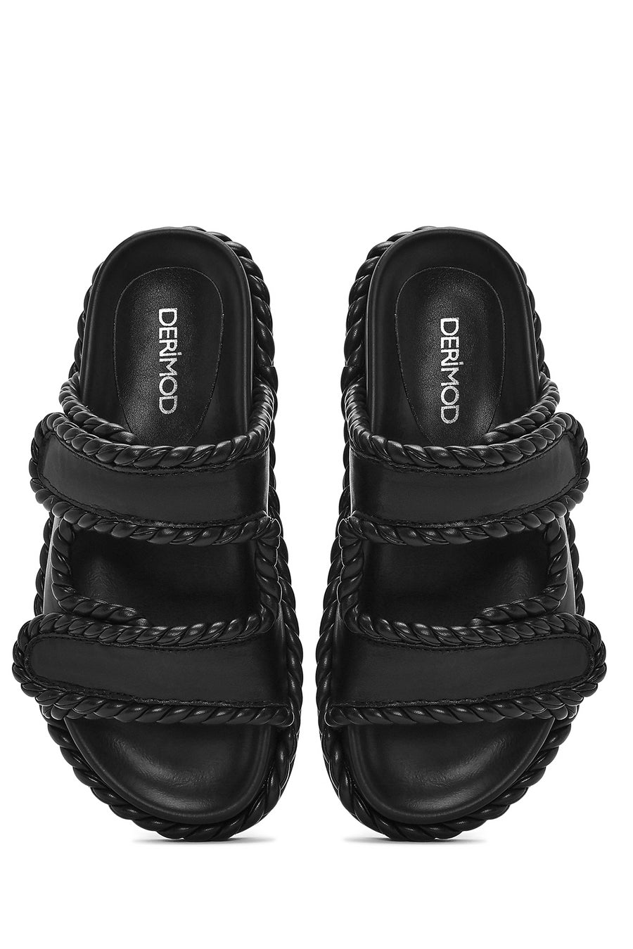 Women's Black Strappy Slippers