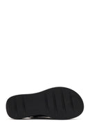 Women's Black Strappy Thick Soled Leather Comfort Sandals | Derimod