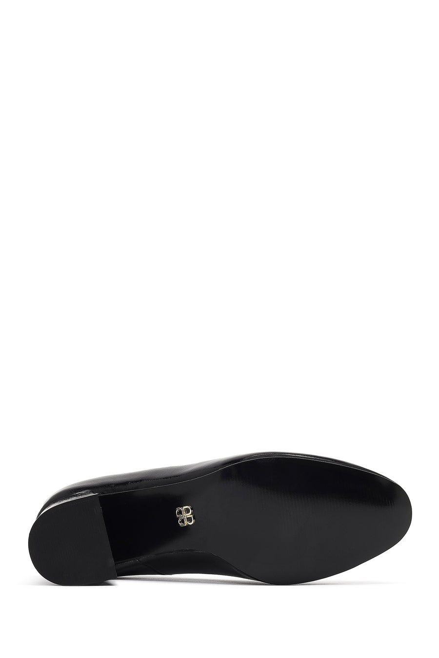 Women's Black Thick Heeled Leather Shoes