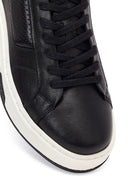 Men's Black Thick Sole Lace Up Leather Sneaker | Derimod
