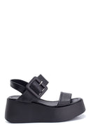 Women's High-Sole Leather Sandals | Derimod