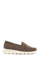 Kadın Vizon Dolgu Topuklu Süet Deri Comfort Loafer | Derimod