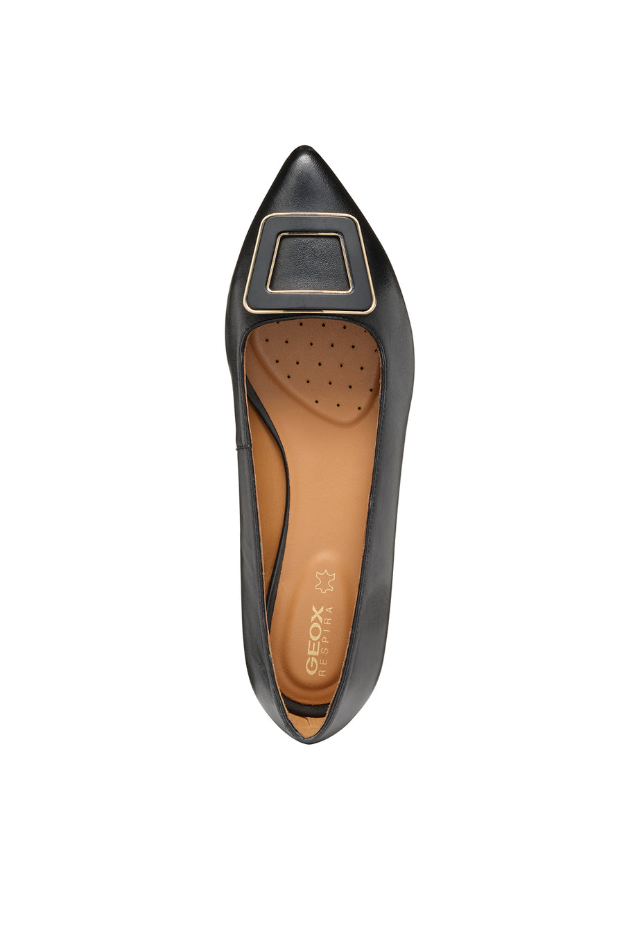 Geox Women's Black Charyssa Buckle Detailed Leather Ballerinas