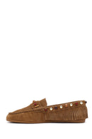 Kadın Camel Püsküllü Süet Deri Loafer | Derimod