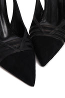 Woman Black Slingback Stiletto Suede Shoes | Derimod