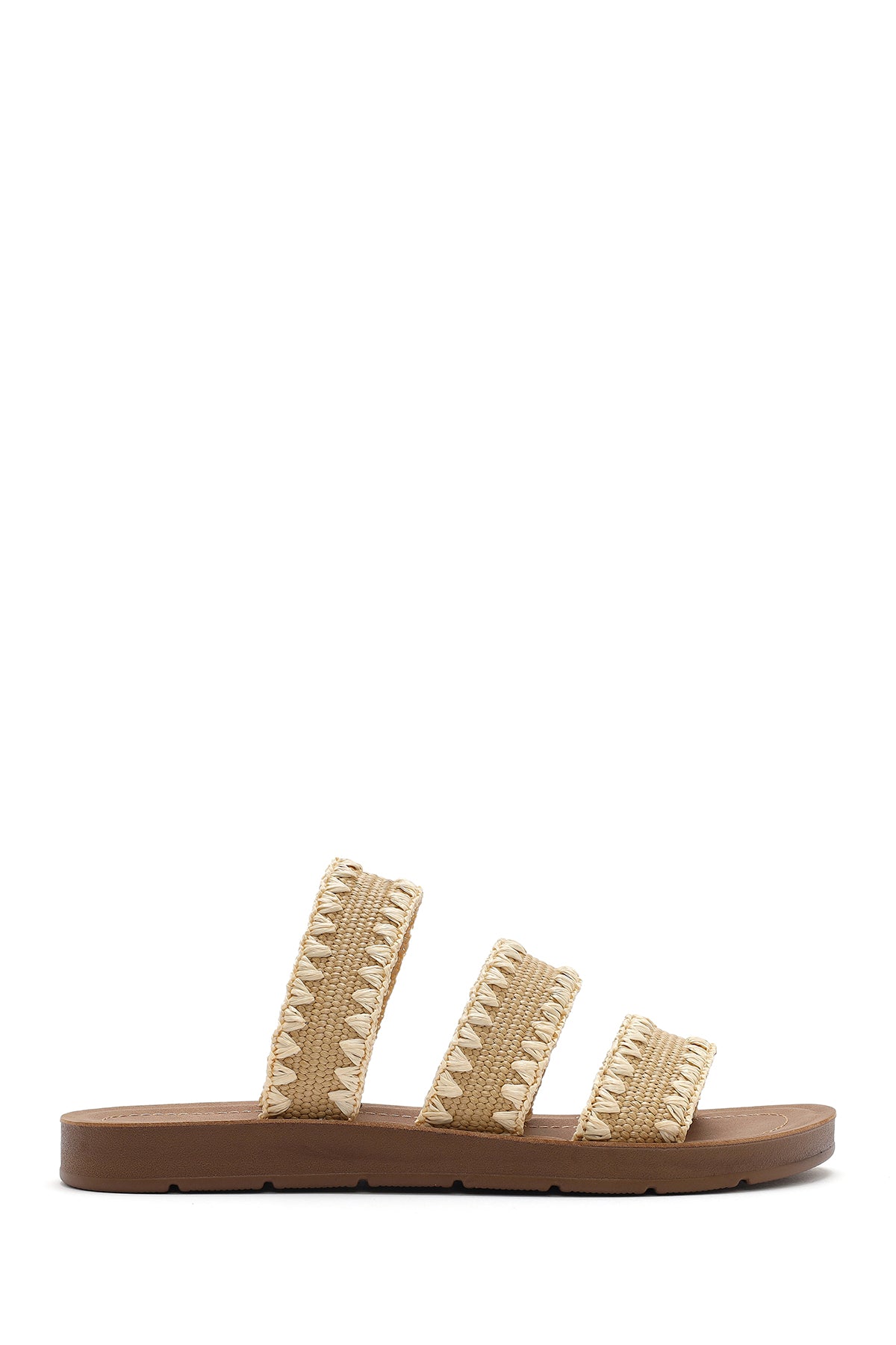 Women's Beige Straw Slippers 25SFE4631M7 | Derimod