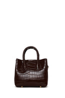 Woman Burgundy Long-Strap Crocodile-Pattern Mini Shoulder Bag | Derimod