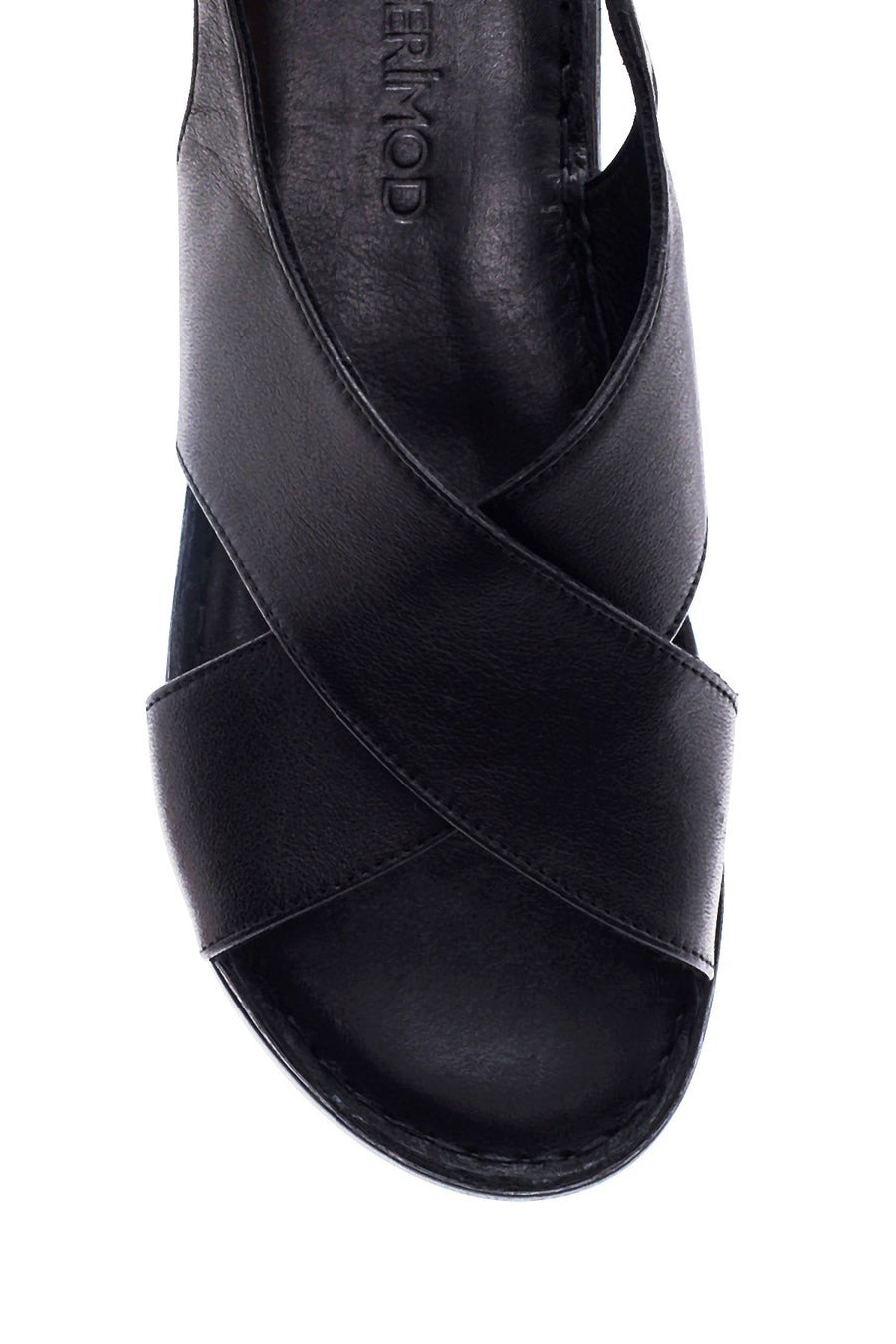 Women's Black Leather Comfort Sandals