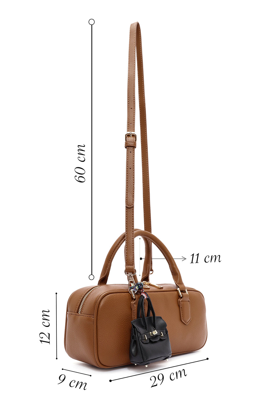 Women's Brown Long Strap Accessory Detailed Handbag