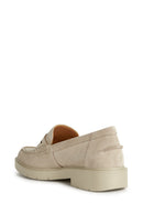 Geox Women Beige D Spherica Ec1 Suede Leather Masculine Loafer | Derimod
