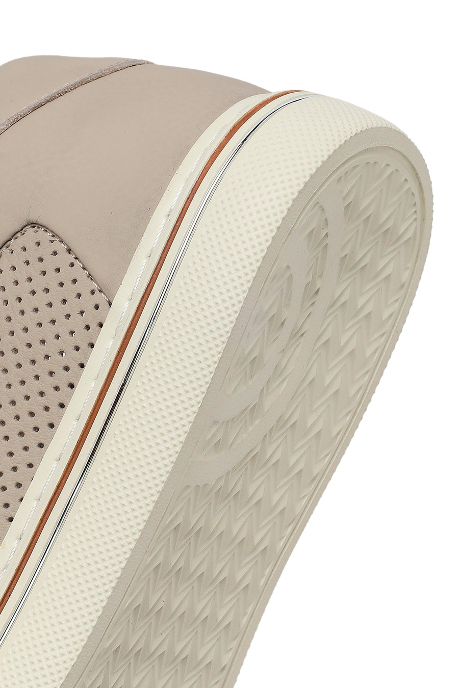 Erkek Bej Bağcıklı Deri Sneaker
