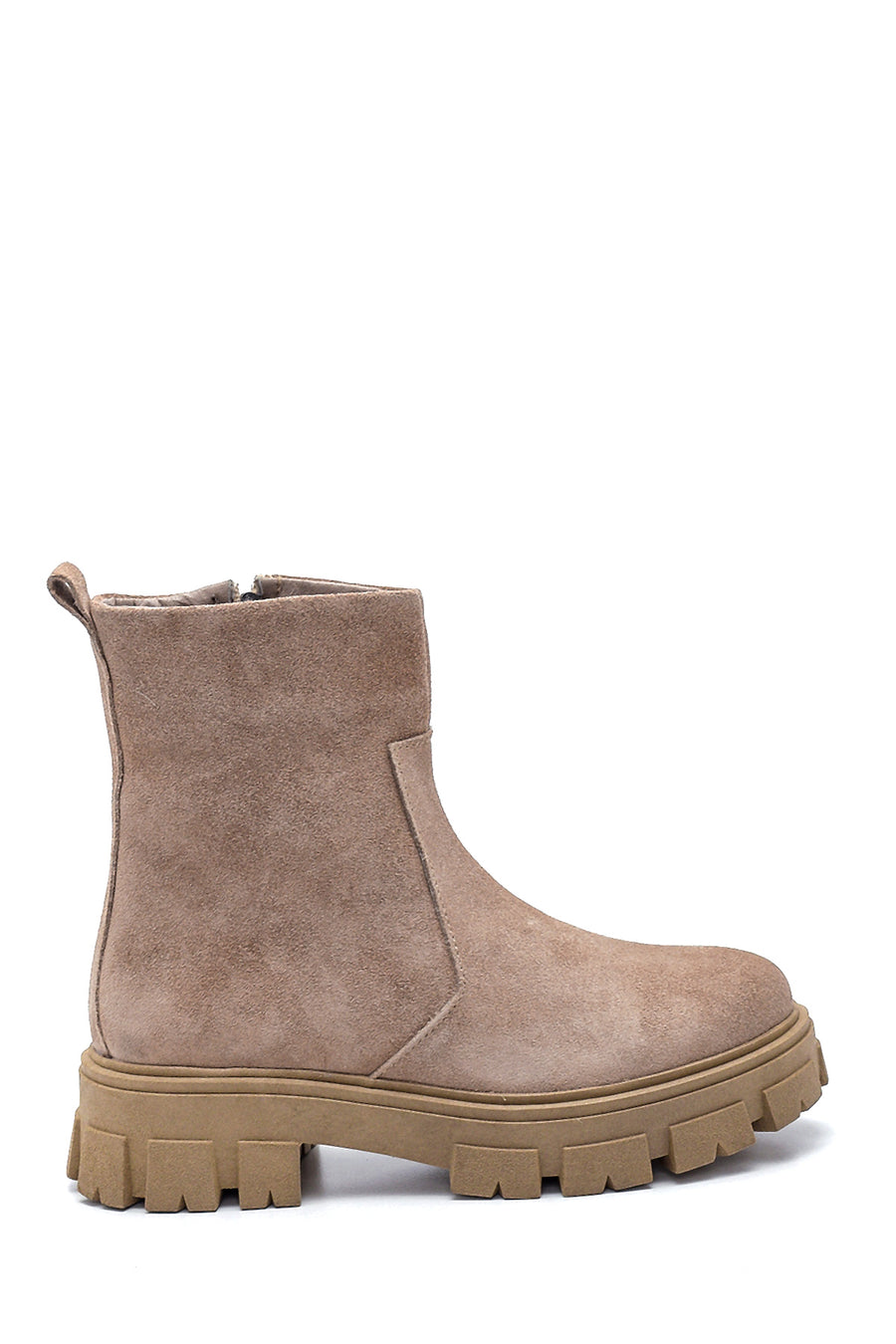 Women's Leather Suede Zipper Boots 21WFD510810 | Derimod