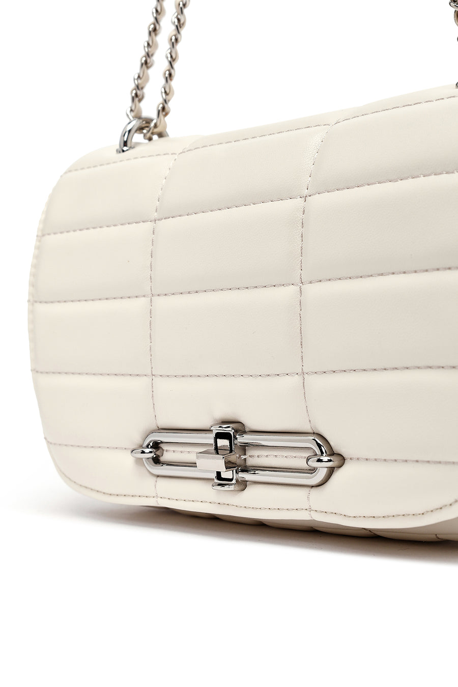 Women's Cream Long Strap Quilted Mini Crossbody Bag