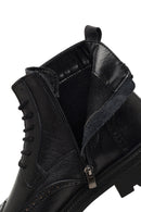 Men's Black Zippered Leather Boots | Derimod