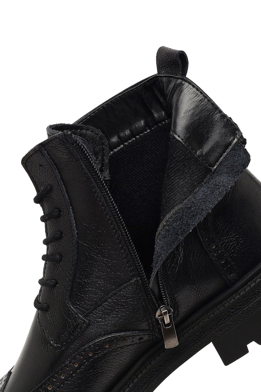Men's Black Zippered Leather Boots