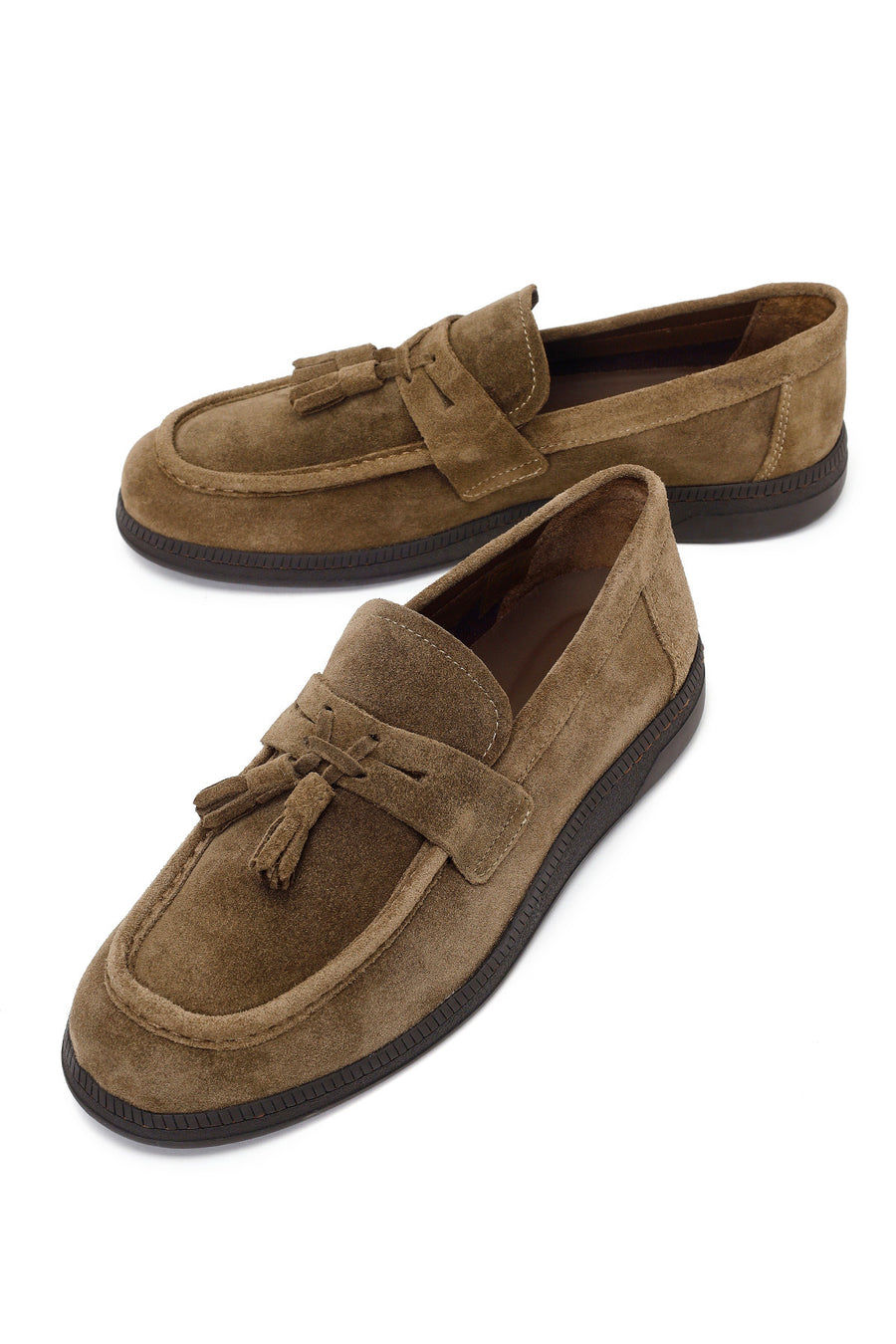 Erkek Taba Püsküllü Süet Deri Casual Loafer
