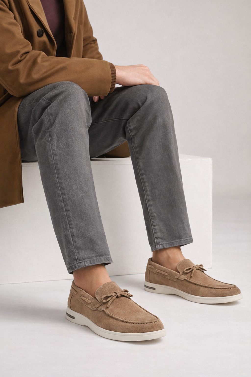 Erkek Vizon Süet Deri Casual Loafer