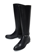 Women's Black Leather Buckle Boots | Derimod