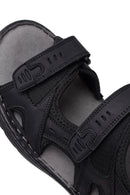 Men's Black Double Strap Leather Sandals | Derimod