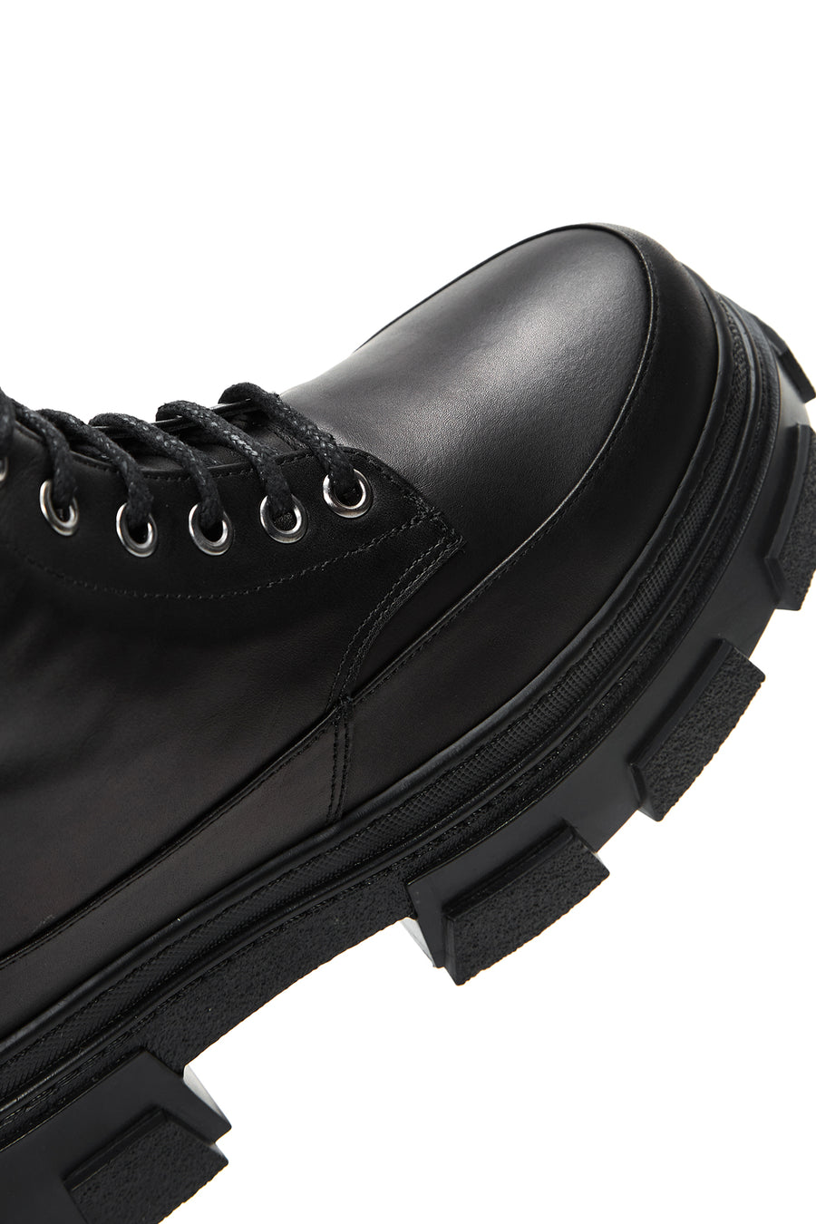 Women's Black Leather Thick Soled Boots