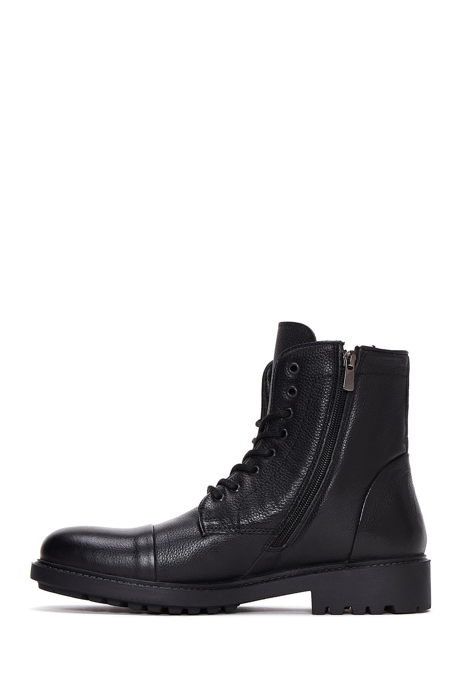 Men's Black Leather Boots Flat Boots