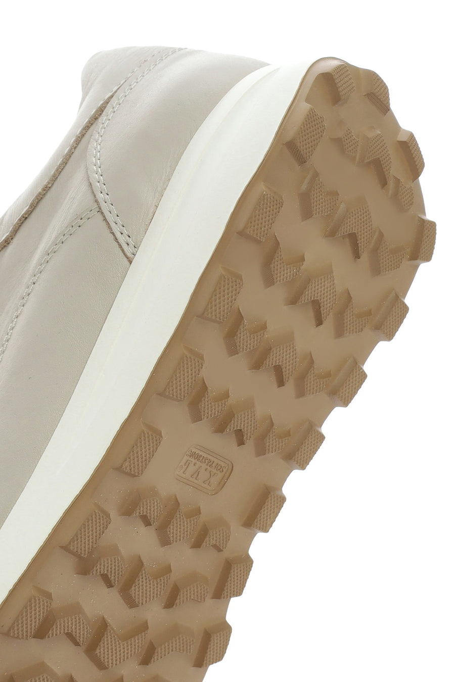 Kadın Bej Bağcıklı Yandan Fermuarlı Deri Sneaker