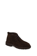 Male Brown Lace-up Thick-soled Suede Boots | Derimod